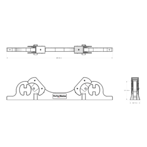 Hurley Chocks Black (Pair) Compl.w/ Aluminum Rail System To Install Onto Swim Platform - Hurley dinghy chock dimensions 4 - 9084902